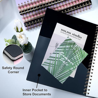 Yoment Bullet Dotted Journal Spiral Notebook 8.5 x 11 A4 Large Dot Grid Notebooks, 100 GSM Thick Dot Paper, Journaling Notebooks for Work School Sketching, A4 Black