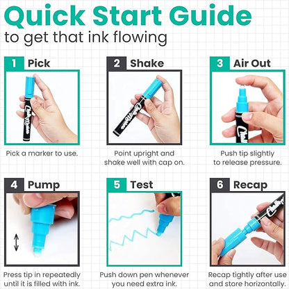 Extra Fine Tip Liquid Chalk Markers (1mm, 10 Pack) with Gold & Silver - Erasable Dry Erase Marker Pens for Blackboard, Windows, Chalkboard Markers, Bistro, Restaurants - Thin Point Chalk Pens Set