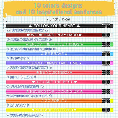 Eersida 40 Pcs Color Changing Mood Pencil with Motivational Sayings, 2B, Fun Assorted Thermochromic Pencils with Eraser(Classic Color,Motivational Style)