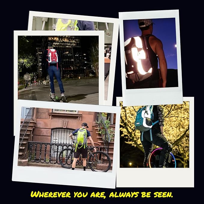 Reflective Motorcycle Backpack Lightweight, Water Resistant Casual Daypack with Laptop Pocket for Safe Commuter, Biking, and Daily Use. 35L Sport bookbag to Avoid Accidents (green backpack)