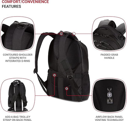 SwissGear Cecil 5505 Laptop Backpack, Black Hex, 18-Inch