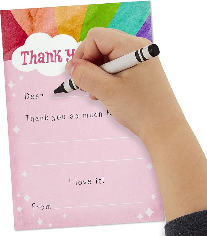 Hallmark Kids Fill in the Blank Thank You Cards, Rainbow (20 Cards with Envelopes)