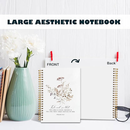 BearCake bible notebooks for note taking,Christian Notebook,Christian Gifts for Women,Taste and See That the Lord is Good Floral spiral bible with note taking space,spiral bible 5.5x8.3