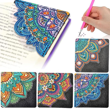 4Pcs Diamond Bookmarks,DIY Corner Bookmark Diamond Kits,Diamond Art Bookmarks DIY Page Bookmarks for Home Office School Beginner Adults Reading Crafts Kit Gifts
