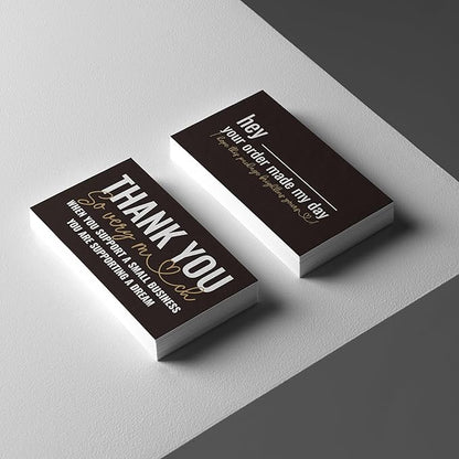 ITZAMNA Thank you for supporting small business cards Customer appreciation note cards Pink Script with Heart Pack of 100 black