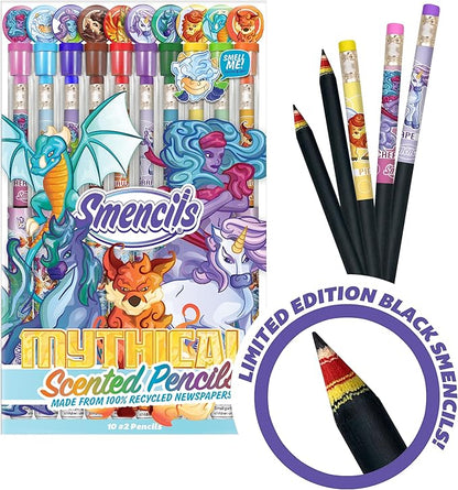 Scentco Mythical Smencils (2 Pack) - Limited Edition - Gourmet Scented Pencils (Graphite HB #2) with Black Finish and Multi-layered Paper Construction, 10 Count - Gifts for Kids, Classroom Rewards