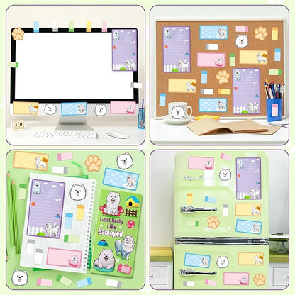 I Just Really Like Samoyed Sticky Notes Set, 550 Sheets, Cute Samoyed Self-Stick Notes Pads Animal Divider Tabs Bundle Writing Memo Pads Page Marker Back to School Office Supplies Small Gift
