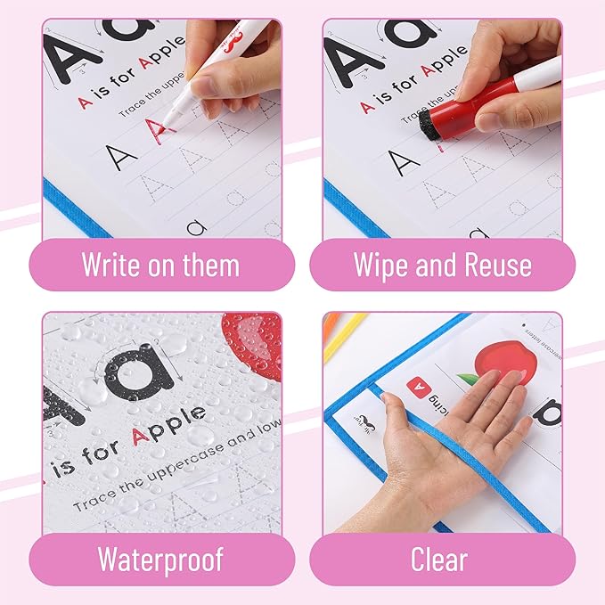 Mr. Pen- Dry Erase Pocket Sleeves, 10 x 14 Inch, 6 Pack, Colorful, Plastic,Reusable, Clear, Classroom Sleeves