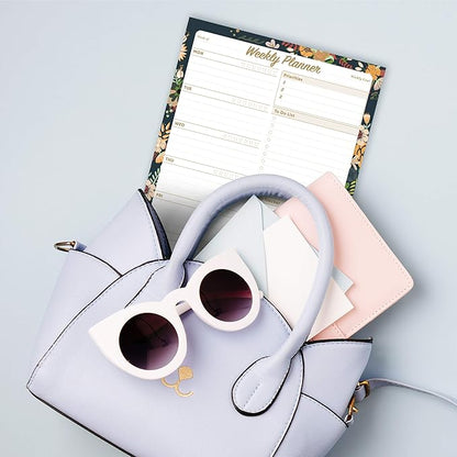 Oriday Weekly Planner Task Organizer Pad - 52 Sheets Undated Planning Tear-away Notepad (7.8" x 10" Dark Flower)