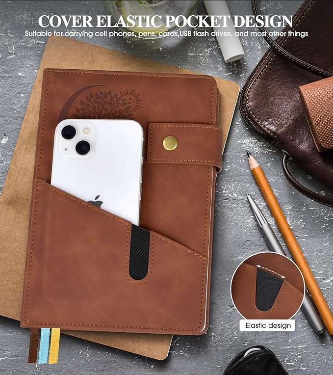 Blank Journal Notebook, A5 Hardcover Leather Sketchbook with 200 Pages Thick Blank Paper for Men Women, Unlined Drawing & Writing Journal, 5.9" x 8.4" Plain Notebook (dark brown)