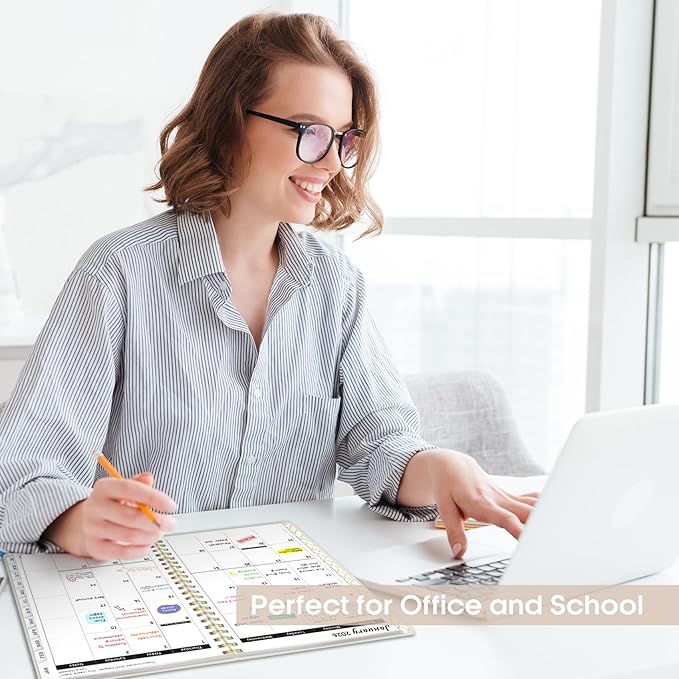 2026 Planner, Weekly and Monthly Calendar Planner, January 2026 - December 2026, Hardcover 2026 Calendar Planner Book with Tabs For Women & Men, Inner Pocket, Spiral Bound, Perfect for Office Home School Supplies - A4 (8.5" x 11"), Beige