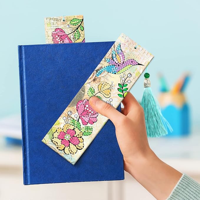 pigpigboss Flower Birds Bookmark Diamond Painting Kit 2 Pieces Diamond Painting Arts Flower Bookmark Diamond Painting Set for Adult Book Decor Bookmark Diamond Dot (21 X 6 CM)