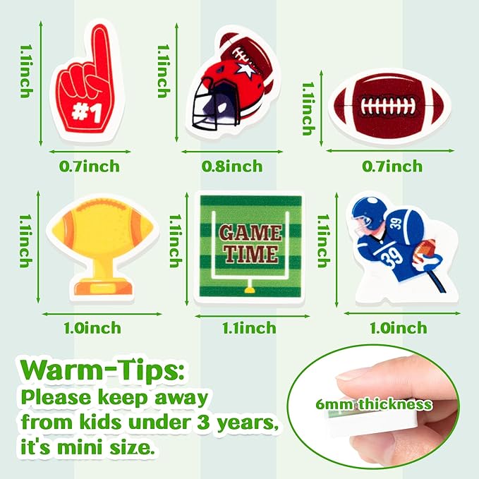Rugby Football Pencil Erasers - 60pcs Football Mini Rubber Erasers Cute Rugby Football Lover Cartoon Erasers Match School Reward Vibrant Rubber Collectibles Party Favors Sports Enthusiasts