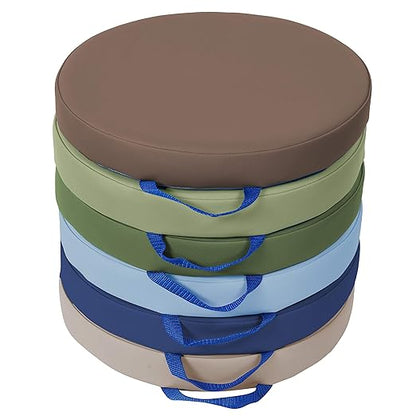 Factory Direct Partners SoftScape 15 inch Round Classroom Floor Cushions with Handles; Flexible Seating for Daycare, Preschool, Playroom; 2 inch Thick Deluxe Foam (6-Piece) - Earthtone, 11232-ET