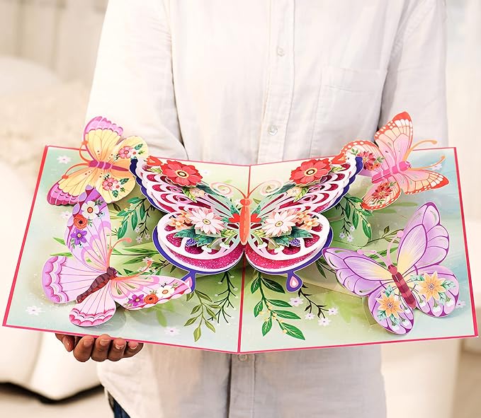 Paper Love 3D Pop Up Card, Jumbo Displayable Art, Gift for Birthday, Wedding, Anniversary, Mothers Day, Get Well, All Occasion - 10" x 14" Cover - Includes Envelope and Note Card