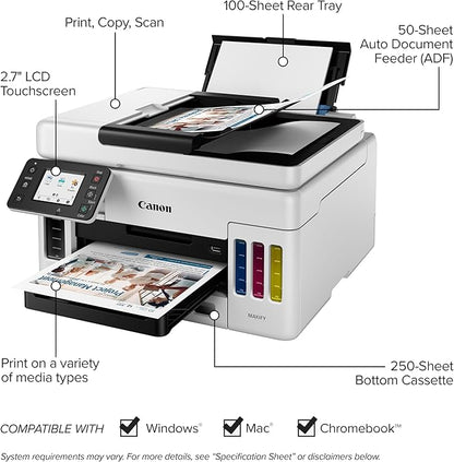 Canon GX6021 All-in-One Wireless Supertank Printer-for Businesses [Print, Copy, Scan and ADF], White