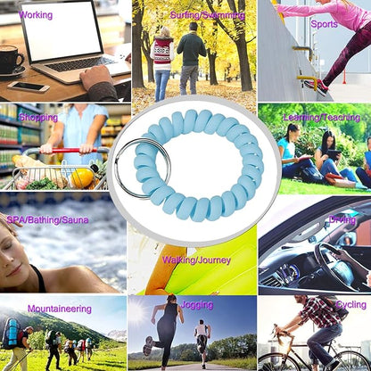 BIHRTC 6 Color Wrist Keychain Plastic Spring Flexible Spiral Wrist Coil Stretchable Wristband Spiral Key Chain Bracelet Key Holder Key Ring for Gym Pool ID Badge Sauna Outdoor Activities