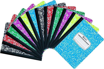 12 Pack Bulk Composition Notebooks College Ruled, 200 Pages (100 Sheets), 9-3/4 x 7-1/2, Hard Cover College Ruled Notebooks, Assorted Colors Composition Notebook For School, Colors May Repeat