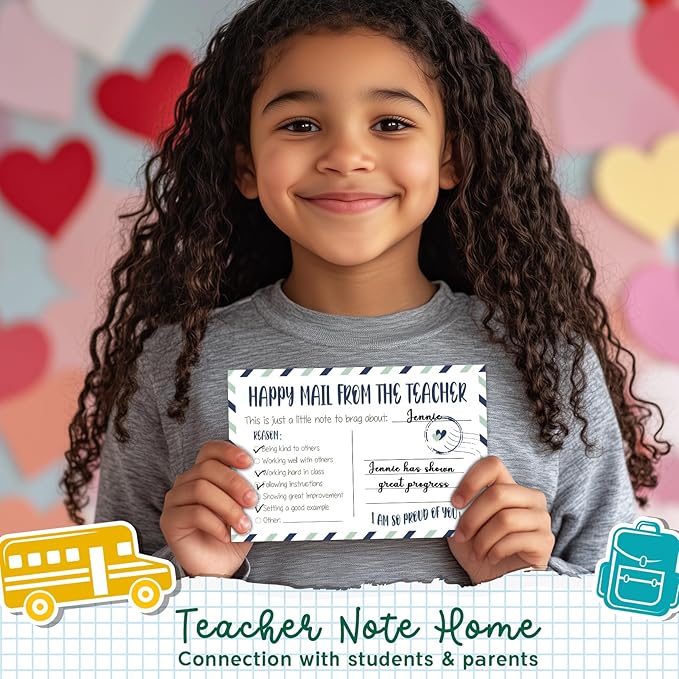 LOVEDMORE Happy Mail from Teacher to Students Incentive Cards, Teacher Mail for Elementary Classroom Rewards