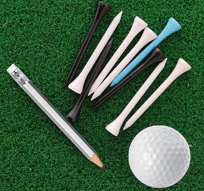 Adhere 25pcs Golf Pencils with eraser Hexagon Wooden Pencils Graphite 2B for Golf Event Scoring,Classroom,Wedding,Company Meetings,Pew, Pocket (Silver)