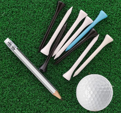 Adhere 25pcs Golf Pencils with eraser Hexagon Wooden Pencils Graphite 2B for Golf Event Scoring,Classroom,Wedding,Company Meetings,Pew, Pocket (Silver)
