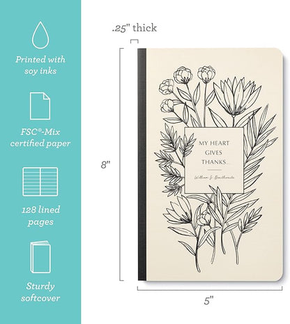 Compendium Softcover Journal - My heart gives thanks… – A Write Now Journal with 128 Lined Pages, 5″W x 8″H
