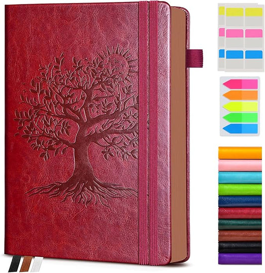 Vintage Leather Journal - 300 Page Lined Journal Notebook with Numbered Pages,A5 Notebook for Women Men,Travel Diary,Daily Journal for Writing, Note Taking, School & Work (5.8" x 8.3")