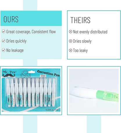Mr. Pen- Correction Pen, Correction Fluid, Pack of 12, Correction liquid White, White Correction Fluid, White Fluid, White Correction Tape Pen Fluid