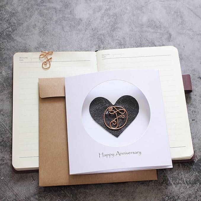 Personalized Initial Copper Card, Copper Initial, Anniversary Card for Her, Couple, Gift for Her (F)