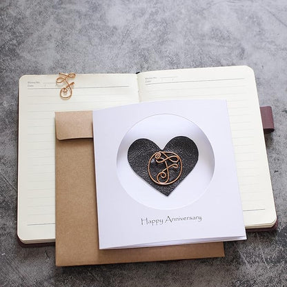 Personalized Initial Copper Card, Copper Initial, Anniversary Card for Her, Couple, Gift for Her (F)