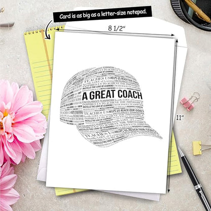 NobleWorks - 1 Jumbo School Teacher Thank You Notecard From US, Everyone w/Envelope (8.5 x 11 Inch) Team Sports Athlete Gratitude, Coaches and Mentor Notecard - Great Coach Thank You J6767TYG-US