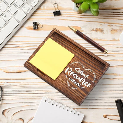 School Resource Officer Gift Sticky Note Holder Wooden, Thank You SRO, Appreciation Gift for School Resource Officer Social Worker School Office Decor Desk Self-Stick Note Pad Holders TZP15