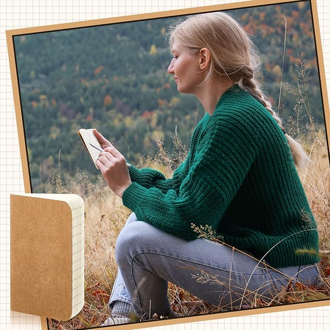 Outus 15 Pcs Mini Pocket Notebook 2.5" x 4" Small Journal Kraft Paper Notepads Bulk Softcover Pocket Notepad Memo Diary Subject Notebooks for Traveler Worker(Brown,Lined Style)