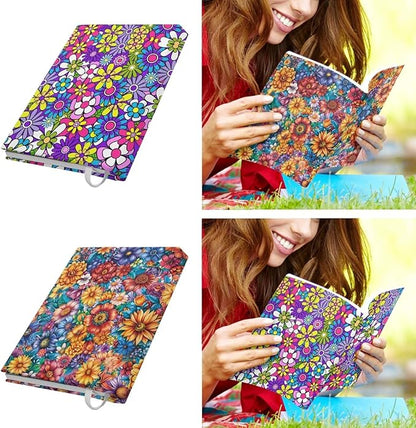 Floral Print Book Cover 2 Pack Washable Reusable Book Protector Pouch for Paperback Hardcover, Textbook, Jumbo Book Sox Gift for Book Lover, Multicolor