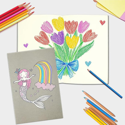 4 Pack Blank Books for Kids - 5.5"x 8.3", 60 Pages - Small Notebooks Bulk, Girls Journals for Drawing & Writing, Sketchbooks w/Soft Cover, Unlined Paper, A5 Travel Size (Dark Grey)