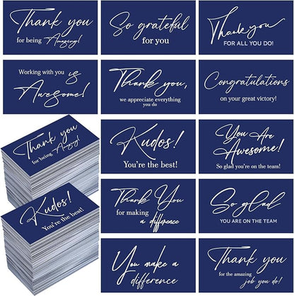 Yeaqee 240 Pcs Employee Appreciation Kudos Cards Funny Blank Back Motivational Card Encouragement Thank You Note Recognition Card for Teacher College Affirmation Gift(Navy Blue)