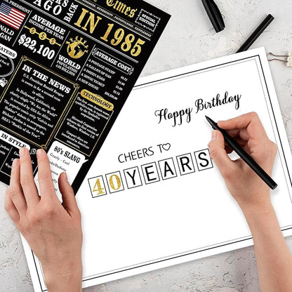 Jumbo 40th Birthday Gift for Him Her, Happy 40th Birthday Card for Women Men, Funny 40 Year Old Birthday Greeting Card for Mom Dad, Vintage 40 Birthday Decorations for Husband Wife