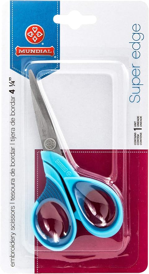 Mundial 1968-4 SuperEdge 4.25 Inch Embroidery Scissors Blue Handle