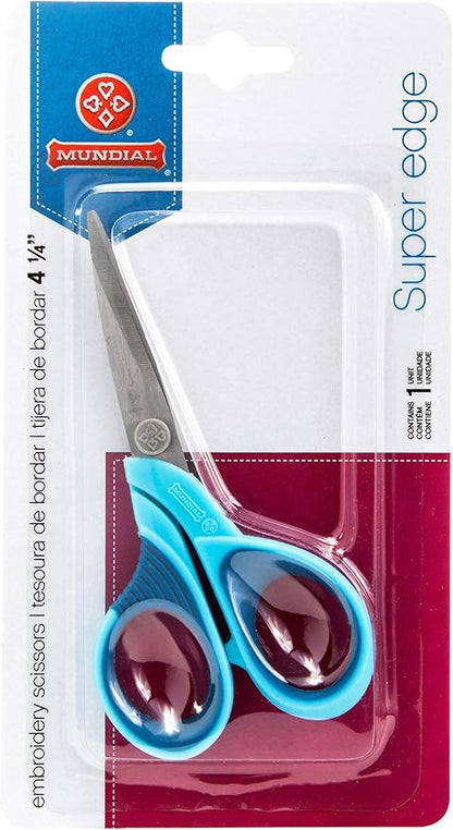 Mundial 1968-4 SuperEdge 4.25 Inch Embroidery Scissors Blue Handle
