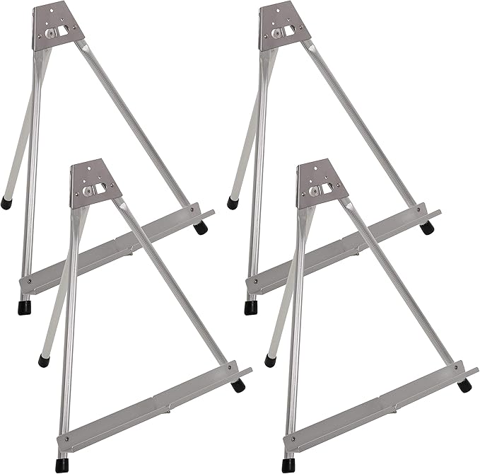 U.S. Art Supply 15" High Aluminum Tabletop Display Easel (Pack of 4) - Collapsible Folding Frame, Portable Artist Tripod Stand - Holds Canvas, Paintings, Books, Presentations, Photos, Pictures, Signs