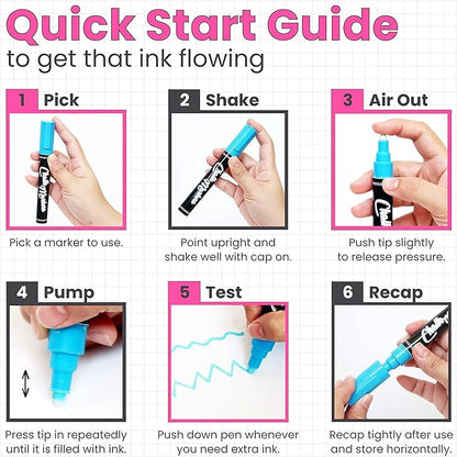 5 Pink Chalkboard Chalk Markers - Pink Dry Erase Markers for Blackboard, Chalkboard Signs, Windows, Glass | Variety Pack - Fine & Jumbo Size Ink Pen (1mm, 3mm, 6mm, 10mm, 15mm)