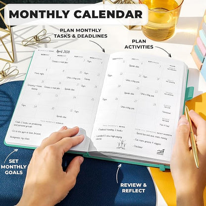 Clever Fox Planner Premium Edition – Undated Luxurious Weekly & Monthly Planner to Increase Productivity and Hit Your Goals – Organizer – Start Anytime, A5, Lasts 1 Year, Light Turquoise (Weekly)
