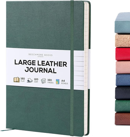 BEECHMORE BOOKS Lined Journal Notebook, 8.5 x 11.5 inch, A4 160 Lined Pages, Hardcover Leather Journals for Women, Men, Writing and Notebooks for Work - 120 GSM Thick Paper, Gifts Box Included