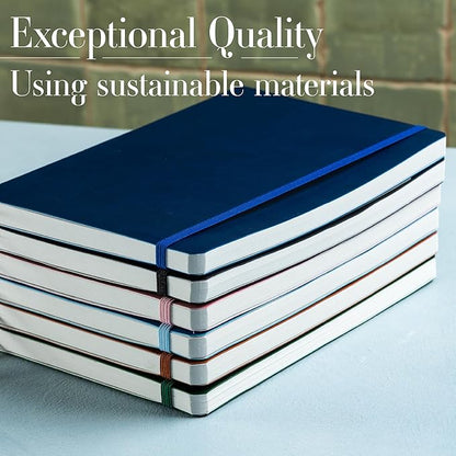 Softcover Ruled Journal with Thick 80 gsm Lined Cream Paper A5 size (8.3 inches x 5.4 inches) - Daily Writing Notebook Journal for Travel, School and Office Use - Diary Journal for Women and Men - Midnight Blue