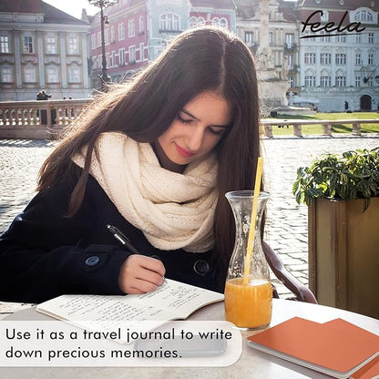 feela 8 Pack Soft Cover Journal Bulk, Notebooks College Ruled for Work, Lined Travel Journal for Women Men, Note Taking Notebook School Supplies Business Writing, 8.2” x 5.5”, A5, Dark Orange