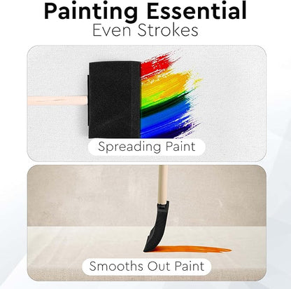 20 Piece Flat Flexible Poly Foam Bevel-Tipped Brush Set with Wooden Handles Ideal for Applying Paint, Oil-Based Paints, Stain, Varnish, Enamel, Latex Paint Smooth Surfaces & Arts & Crafts