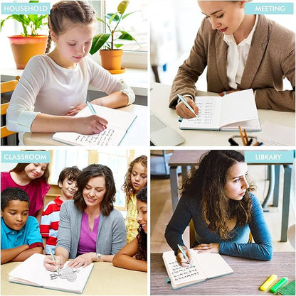 feela 12 Pack Notebooks Journals Bulk, Hardcover Notebook Classic Ruled Lined Journals with Pen Holder for Women Girls School Business Supplies, with 12 Black Pens, 120 GSM, 5.1”x8.3”, A5, Sky Blue