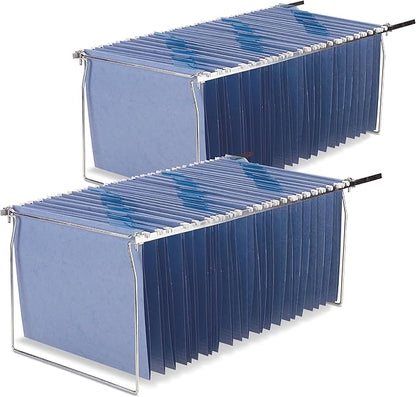Officemate Hanging File Frame, Letter Size, Adjustable 14 to 18-Inches, 2 Count (Pack of 1),Silver, 91990