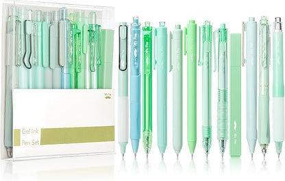 Mr. Pen- Gel Ink Pen Set, 12 pcs, Pastel Green Barrel, Black Ink Gel Pens Fine Point 0.5mm, One Highlighter, Gel Ink Pens, Cute Pens for Women, Aesthetic Pens for Journaling, Fine Tip Pens
