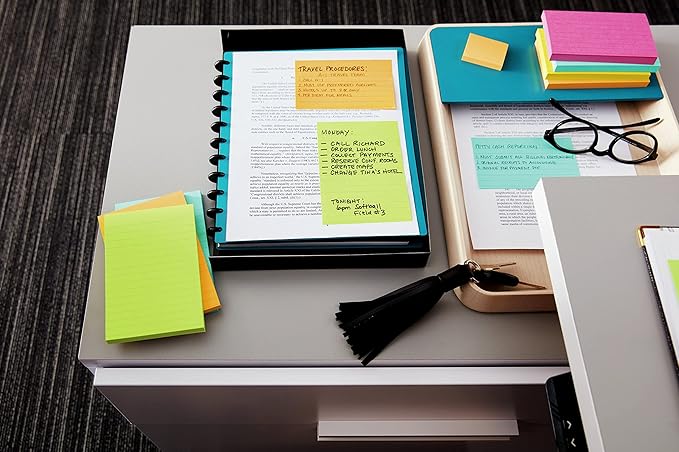 Post-it Notes, 3 in x 5 in, 5 Lined Sticky Notes Pads, 100 Sheets per Pad, Floral Fantasy Collection, School Supplies and Oﬃce Products